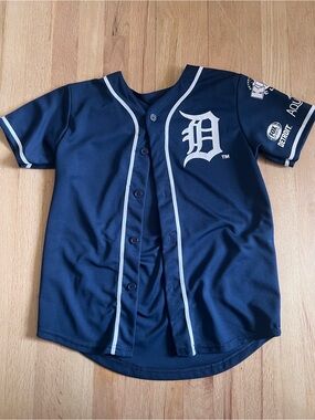 Detroit Tigers Youth Navy Button-Up Jersey